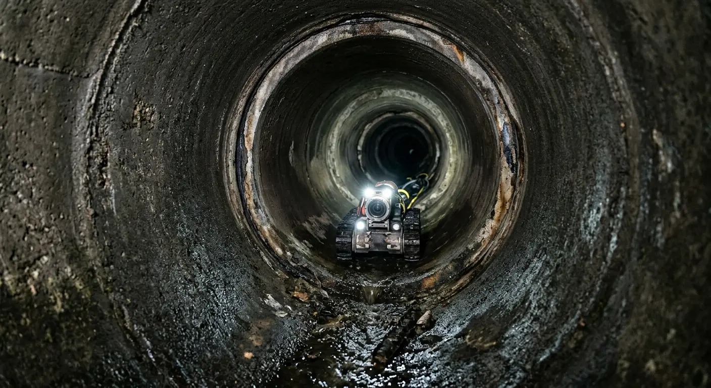 Robotic sewer camera inspecting pipe interior for Drain Snake Service in South Monrovia Island